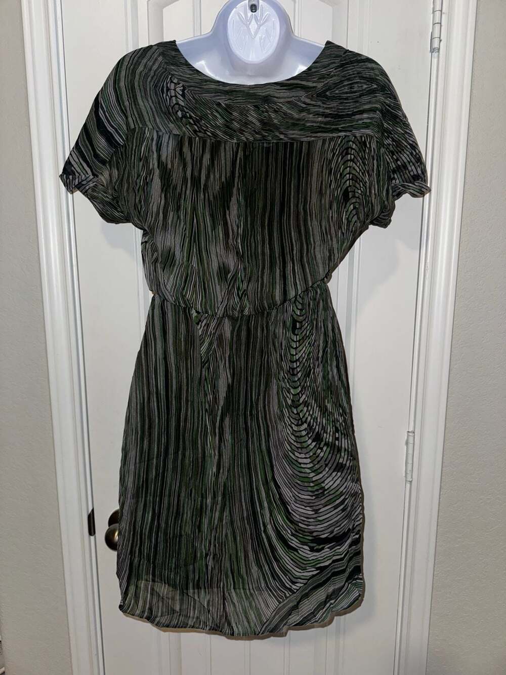 Broadway & Broome Anthropologie 100% Silk Abstract Stripe Mini Dress - Picture 2 of 11